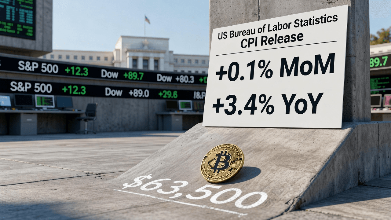 July CPI in-line; BTC slips near $63.5k.