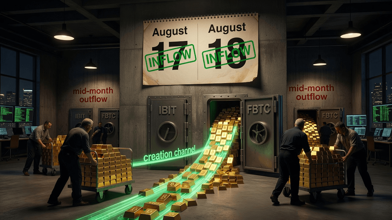 Green creation stamps on 17 and 18 August after the mid-month bleed